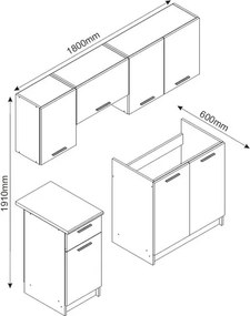 Kuchynský blok Irma, biela/dub sonoma
