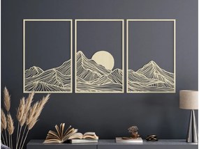 drevko Viacdielny obraz Minimalistické hory pri západe slnka Rozmer obrazu: 64,5 x 133 cm, Farba dekorácie: Čierna