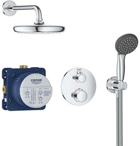 GROHE Precision Trend sprchový systém pod omietku s termostatom, horná sprcha 1jet EcoJoy priemer 210 mm, ručná sprcha 2jet, chróm, 34733002
