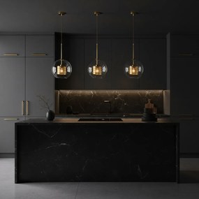 Toolight - závesná sklenená lampa APP555-1CP 25cm, zlatá, OSW-08748