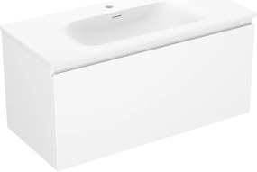 Mexen Orio, kúpeľňová skrinka 100 cm s umývadlom Vela, 1 zásuvka, biela matná, 91A10-10047-1-BF01-W23M01
