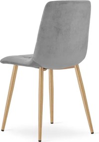 Jedálenská stolička KARA zamatová svetlosivá / hnedé nohy