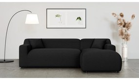 Čierna menčestrová rohová pohovka (pravý roh/s leňoškou) Martin – Ropez