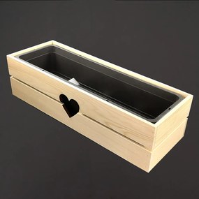 AMADEA Drevený obal na kvetináč so srdcom, 62x21,5x17cm Český výrobok