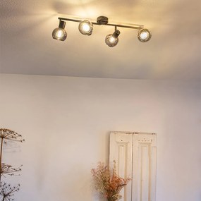 Inteligentné stropné svietidlo čierne s dymovým sklom vrátane 4 Wifi P45 - Vidro