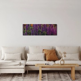 Obraz kvetov vlčieho bôbu (s hodinami) (90x30 cm)
