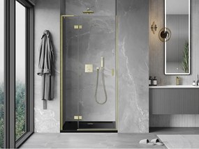 Mexen Mist-H L, 1-krídlové sprchové dvere ľavé 70 cm, číre sklo, zlatý matný profil, 8A5L-070-000-55-00-L
