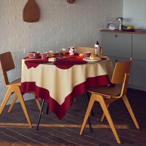 Obrus Unikko 140x140cm, vanilka-burgundy