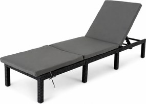 InternetovaZahrada - Furnigo Záhradné lehátko Marbella čierne - antracit poduška