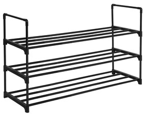 Stojan na topánky, 3 police, čierny, 92x55x30,5cm