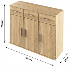 Kombinovaná komoda typ 3 Ressan (dub sonoma). Vlastná spoľahlivá doprava až k Vám domov. 1016739