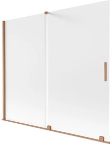 Mexen Velar, 2-krídlová posuvná vaňová zástena 180 x 150 cm, 8mm sklo námraza, medená matná, 896-180-000-31-65