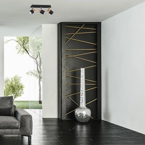 Bodové svietidlo Joker, 3x drevené/čierne kovové tienidlo, b/ch