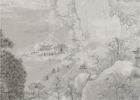 Sklenený obraz - Čínska krajina (70x50 cm)