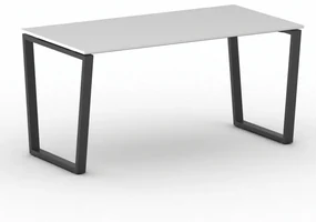 Kancelársky stôl PRIMO IMPRESS, čierna podnož, 1600 x 800 mm, biela