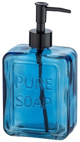 Modrý sklenený dávkovač na mydlo Wenko Pure Soap