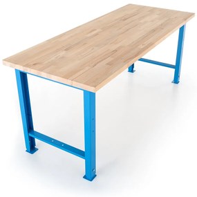 Výškovo nastaviteľný dielenský stôl Basic 200 x 80 cm, modrá