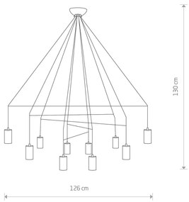Závesné svietidlo Imbria 10-pl. dĺžka 126cm čierna