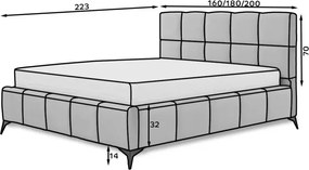 Moderná čalúnená posteľ MALO 200x180, vínová (matt velvet 68)