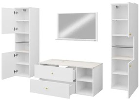 Kúpelňový nábytok Kiago III (čierna matná + mramor čierny + zlatá) (s umývadlom). Vlastná spoľahlivá doprava až k Vám domov. 1103965