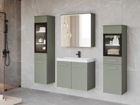Kúpeľňový nábytok Apogon II, Farby: hmlistá zelená, Sifón: so sifónom, Osvetlenie: osvetlenie LED biele, Umývadlová batéria: nie