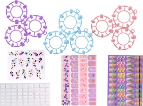 LEAN Toys Súprava na zdobenie nechtov Tvarovací stroj Lampový pilník Brokáty