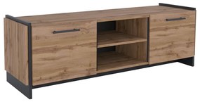TV stolík, dub wotan/čierna, AMONI 2D
