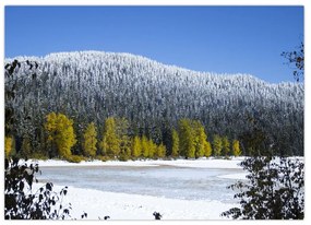 Obraz - zasnežené hory v zime (70x50 cm)