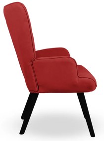 Kreslo ušiak CORDU + taburet — masív, látka, čierna / červená