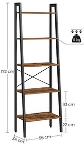Industriálny regál, 5 políc, 172x56x34cm