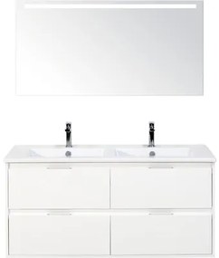 Kúpeľňová zostava Sanox Porto 120 cm keramika zrkadlo 4 zásuvky biela s LED