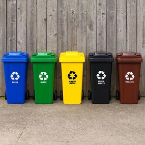 MULTISTORE Odpadkový kôš na zmiešaný odpad 120L  - gumené kolesá