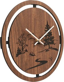 Drevené nástenné hodiny s lesným motívom | HOLU: HDF - Javor 30 cm 4798-115356 HDF0609-silver-ruky