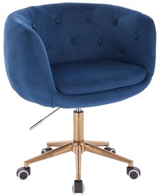 LuxuryForm DESIGN Kreslo MONTANA VELUR na zlaté podstave s kolieskami - modré