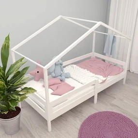 Biela domčeková detská posteľ 90x200 cm – Roba
