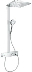 HANSGROHE Raindance E Showerpipe EcoSmart nástenný sprchový systém s termostatom ShowerTablet 350, horná sprcha 1jet 300 x 300 mm, ručná sprcha 3jet, chróm, 27362000