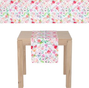 Behúň na stôl Akvarel kvety, 150x40 cm
