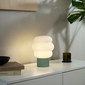 Japandi stolná lampa zelená s opálovým sklom 18 cm - Kumo