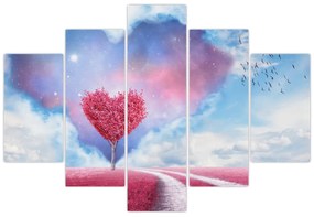 Obraz - Ružový strom srdca (150x105 cm)