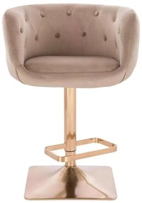 LuxuryForm DESIGN Barová stolička MONTANA VELUR na zlatej hranatej podstave - latte