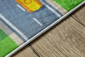 Detský koberec protišmykový BAMBINO 2624 Mesto, zelený / sivý