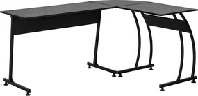 HOMCOM L-štvorcový počítačový stôl do študovne alebo kancelárie, minimalistický moderný s veľkým priestorom 112,5x152x74 cm čierny | Aosom