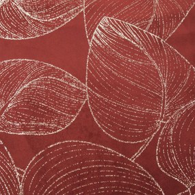 Zamatový stredový obrus s lesklou potlačou listov tehlovej farby