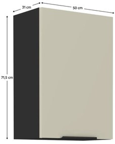 Horná kuchynská skrinka Arikona 50 G 72 1F (kašmír + čierna) . Vlastná spoľahlivá doprava až k Vám domov. 1097055