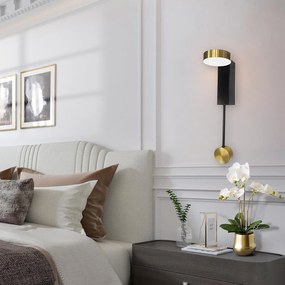 Toolight Toolight, LED nástenné svietidlo, 13W, APP1600-W, čierna-zlatá matná, OSW-01592