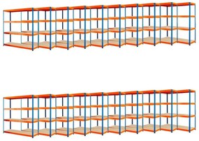 Fistar !!! Akčný balíček: 20x Regál 1800x1200x600 mm PROFESIONÁLNY lakovaný 4-policový, nosnosť 1600 kg