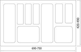IN-DURO Príborník STRIPES 69 - 75 cm s hĺbkou 42 - 49 cm, biela