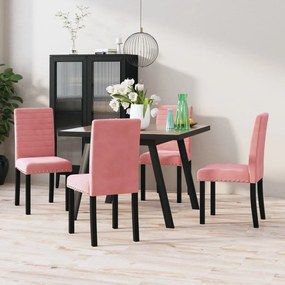 Jedálenské stoličky 4 ks ružové zamatové