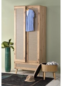 Šatní skříň Borneo K 80 cm dub artisan/černá