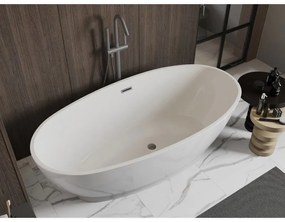 Mexen Bilbao, voľne stojaca vaňa 180 x 90 cm, biela, brúsený grafit prepad, 51311809000-95